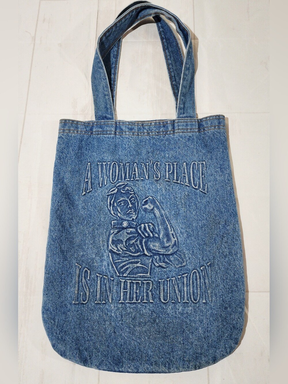 Vintage Rosie the Riveter Union Denim Tote Bag